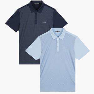 [크로커다일남성]앞판 사선프린트 메쉬 카라티 CDAA9TS2454_JJ