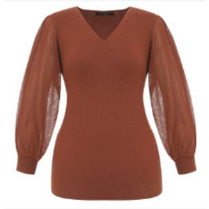 [미니멈]벌룬 V넥심플 니트(MYCGKU7190 BR7)_IC