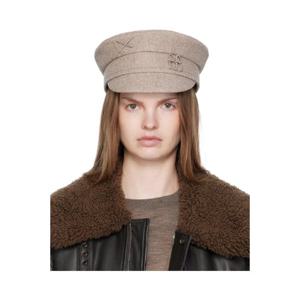 25 FW 루슬란바진스키 여성 베이지 로고 베이커 보이 볼캡 252281F016001