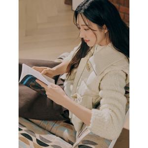 [빈폴레이디스]울 혼방 부클 집업 카디건 아이보리 (BF495AC040)