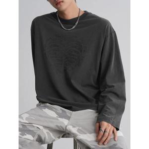 (265941AY34) [에잇세컨즈] 가먼트다잉 하트 그래픽 티셔츠  애쉬