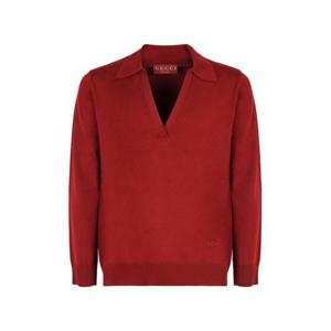 구찌 딥 브이넥 리브드 커프 울 폴로 스웨터 793883XKFA8 6318 R