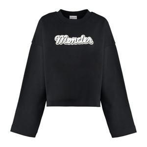 몽클레어 로고 자수 리브 넥라인 크롭 맨투맨 8G00020899U5_999