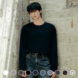 [지오다노]남자 면 베이직 라운드넥 솔리드 무지 긴팔 퍼펙트 티셔츠 025910