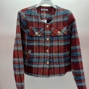 Latium HC06 숏짧은 크롭 주머니 체크 가을 겨울 깔끔한 트위드쟈켓 T2541jk01R