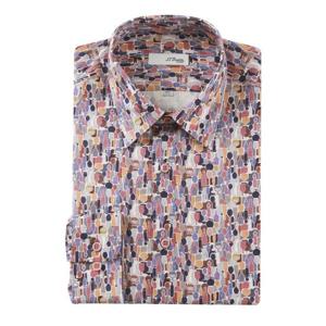 [에스티듀퐁(셔츠)]프린트 패턴 긴팔 남방 슬림핏 와이셔츠 (SE4FM21LS327SPU)