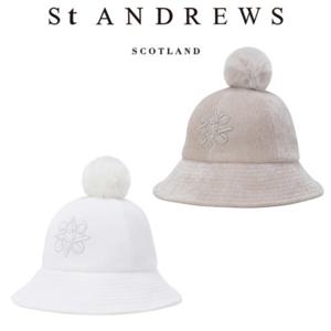 [세인트 앤드류스] 여성 별 심볼 자수 폼폼 리본 버킷햇(821E4CP089)