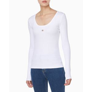 [캘빈클라인 진]여성 L/S 우블 라벨 스쿱넥 립 티셔츠(47D218G-YAA)