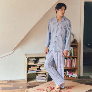 비너스 부드러운 피팅감 코트나 기하나염 스판 남성 기모 파자마 세트 VPA4559M