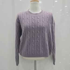 [밸리걸]퍼플 꽈배기 라운드넥 크롭니트 810430_YS