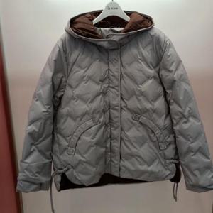 Latium HC06 덕 H라인 엉덩이길이 블럭튜브 언발 이중컬러 집업 후드 오리패딩점퍼 T2543jp02G