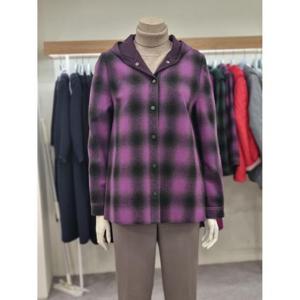 벨리시앙 세이브존07 후드 모 혼방 체크 점퍼 JP4405