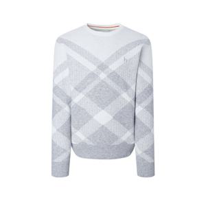 헤지스 골프 25FW 화이트 남성 체크 방풍 니트 풀오버 HUSW5D713OW