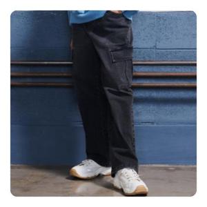 에꼴리에 HC33 카고 와이드 블랙 워싱진 24D5205