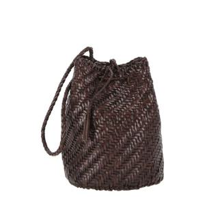 25SS 드래곤디퓨전 POMPOM DOUBLE 점프   버켓 백 with woven 레더 8838DKBROWN TP563461566