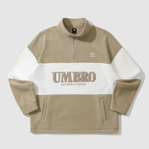 엄브로긴팔티 LQC UP421CFSN8-BEI 플러스플리스 스탠넥 하프집업 / BEIGE