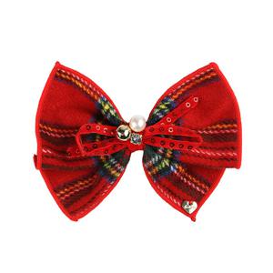 [프렌치캣(정상)]RED 체크 헤어핀 Q55DG5071