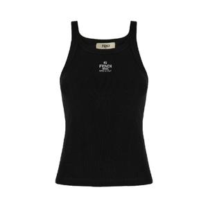 26SS Fendi 블랙 코튼 탱크 탑 FS7966ANQMF0GME TP567722528