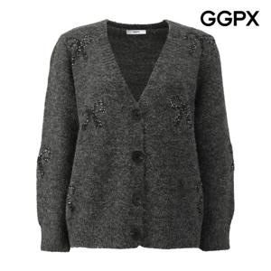 [지지피엑스]글리터 리본 빅 버튼 니트 가디건 GPBKG014F