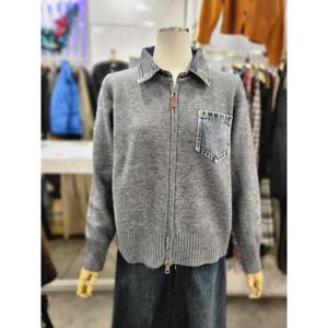 밸리걸 세이브존01 데님 카라 집업 니트 가디건 803700