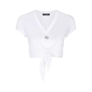 25 FW 돌체앤가바나 로고 자수 타이 웨이스트 티셔츠 F8U06TFU7EQ TP432300115