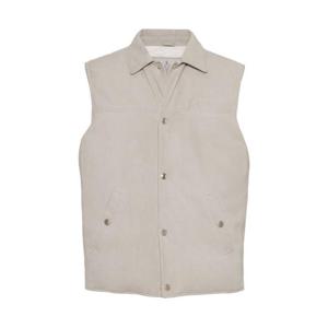 26SS 브루넬로 쿠치넬리 Padded 레더 베스트 MPCLF2047C4245 TP565312932