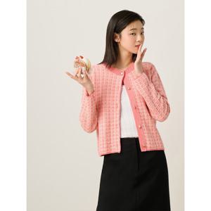 [빈폴레이디스]트위드 라운드넥 카디건 - 핑크 (BF515AC06X)