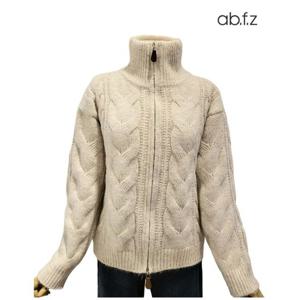 [에이비에프지]꽈베기 지퍼 긴팔 울 니트 가디건 APA1HY49A