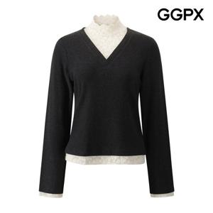 [지지피엑스]레이스 폴라 레이어드형 기모 티셔츠 GPCTS005F