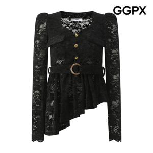 [지지피엑스]하트넥 러플 언발 레이스 블라우스 GPCSH011F