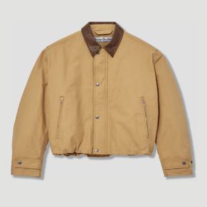 아크네스튜디오 더블 코튼 새틴 가죽 칼라 재킷 B90885 AE0