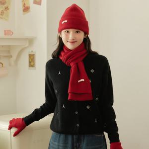 [마리끌레르][정가89,000]럭키 클로버 에펠탑 자수 가디건(MAFCKC12NBK)