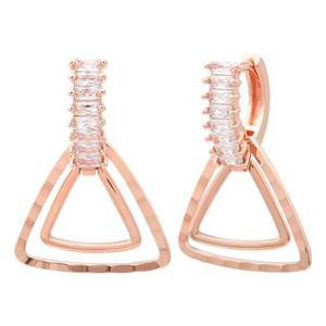 14K 금침 로즈골드 원터치링 컷팅링 드롭 큐빅 귀걸이