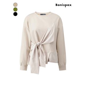 [보니스팍스]사선 매듭 리본 디테일 맨투맨 티셔츠 (XQ1TS001M0)