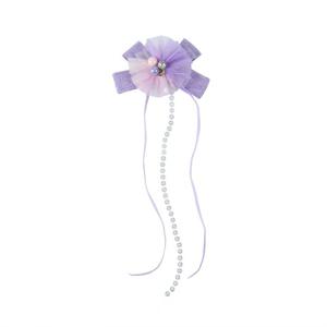 [프랜치캣] 연보라 리본 구슬 헤어핀 Q46DG5061