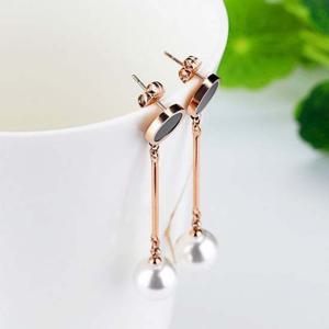블랙 골드 서클 롱 진주 귀걸이-로즈골드DG 여성귀걸이 롱귀걸이 패션귀걸이 귀걸이선물 진주귀걸이