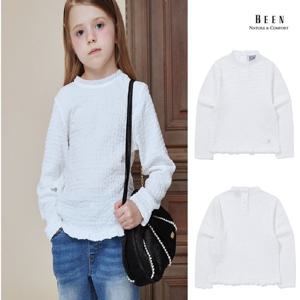 [빈]BA12BL01WT화이트 밑단 프릴 티블라우스