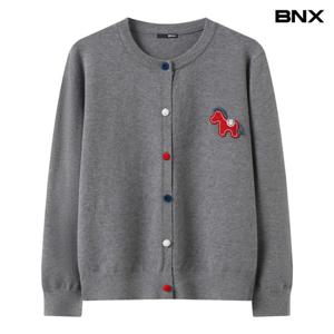 [BNX]홀스 패치 컬러 버튼 니트 가디건 (BY1CD001L0)