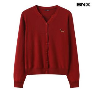 [BNX]도그 자수 트임넥 니트 가디건 (BY1CD004L0)