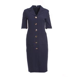 카라넥 단추포인트 네이비 정장 원피스 J252XSE016