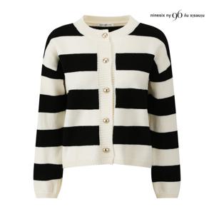 나인식스뉴욕  골드 버튼 스트라이프 니트 가디건 (NQ1KG006M0)