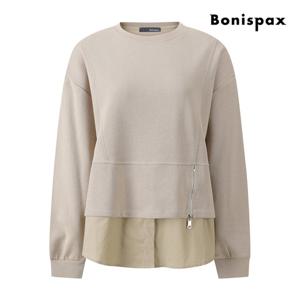 보니스팍스  사이드 지퍼 셔츠 레이어드 맨투맨 티셔츠 XQ1TS004M0