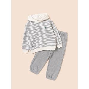 [빈폴키즈] 스트라이프 후드 스웨트 셔츠 상하세트  그레이 (BI6141U123)