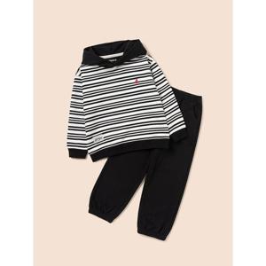[빈폴키즈] 스트라이프 후드 스웨트 셔츠 상하세트  블랙 (BI6141U125)