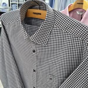 [레노마셔츠]일반핏/보카시 투톤 미니체크 긴소매 셔츠 RPFSG043