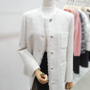 [잇미샤]라운드넥 트위드 싱글 자켓 ITPBWJK810