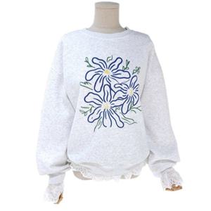 [스튜디오화이트]밑단레이스맨투맨티셔츠ML2TSP118