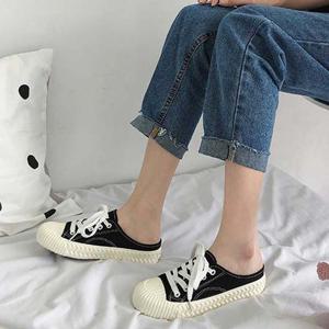 여자 봄나들이캐주얼 뮬운동화 캔버스 스니커즈 코디