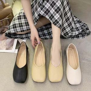 여성 사각코 디자인 캐주얼 플랫 슈즈