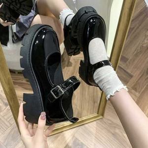 여자 검정 통굽 단화 플렛 구두 데일리 모임 구두